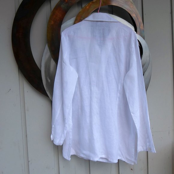 Vintage 100% Linen  White Tunic Blouse, Size S - Picture 2 of 3